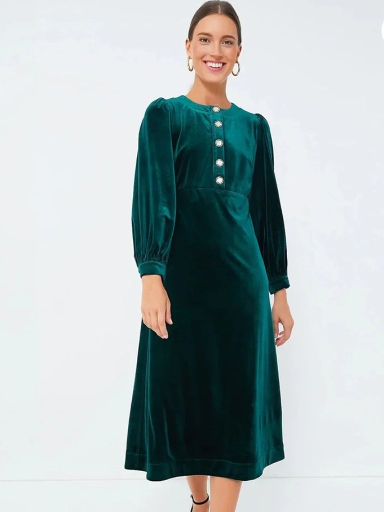 Pomander Place Arabella Velvet Dress In Emerald Size Xl